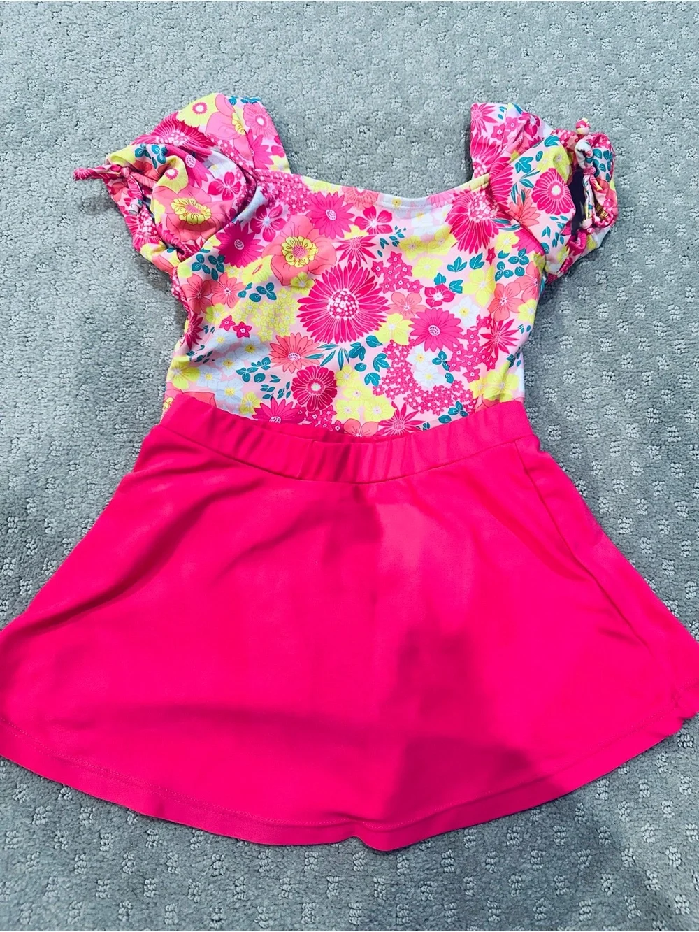 Betsey Johnson Toddler Pink Floral One-Piece Swimsuit (4T) with Removable Skirt